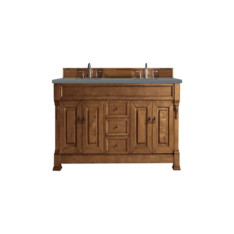 James Martin Brookfield 72" Country Oak Double Vanity with 3 cm Cala Blue Quartz Top 147-114-5771-3CBL