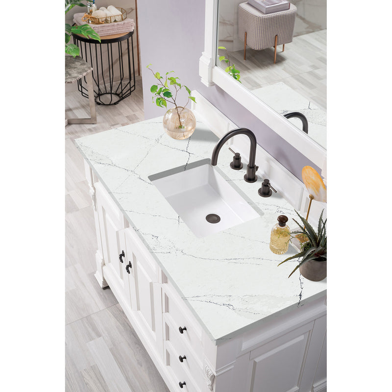 James Martin Brookfield 48" Bright White Single Vanity with 3 cm Ethereal Noctis Quartz Top 147-V48-BW-3ENC