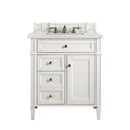 James Martin Brittany 30" Single Vanity Bright White with 3 cm Eternal Jasmine Pearl Quartz Top 650-V30-BW-3EJP