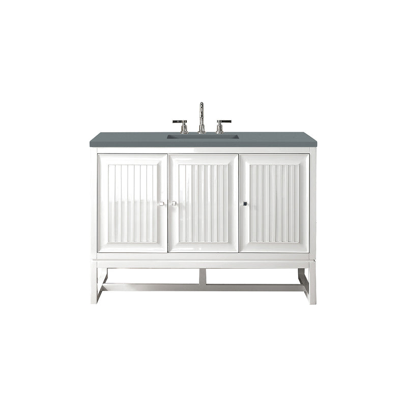 James Martin Athens 48" Single Vanity Cabinet Glossy White with 3 cm Cala Blue Top E645-V48-GW-3CBL