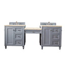 James Martin Copper Cove Encore 86" Double Vanity Set Silver Gray with Makeup Table 3 cm Eternal Marfil Quartz Top 301-V86-SL-DU-3EMR