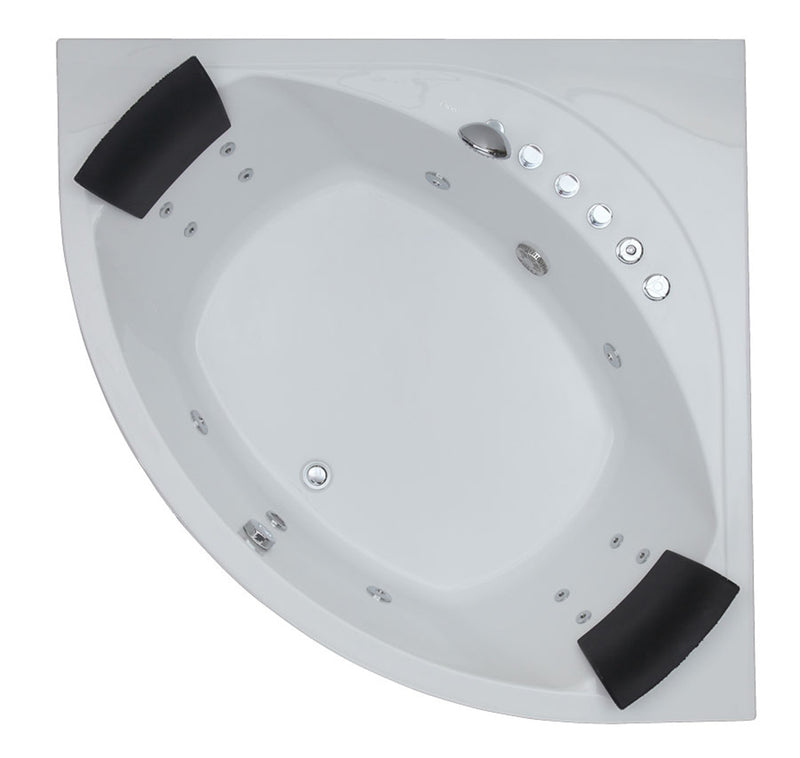 ALFI EAGO 5' Rounded Modern Double Seat Corner Whirlpool Bath Tub with Fixtures AM200