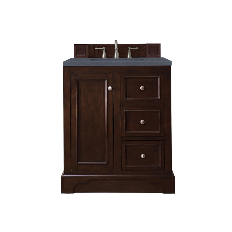 James Martin De Soto 30" Single Vanity Burnished Mahogany with 3 cm Charcoal Soapstone Quartz Top 825-V30-BNM-3CSP