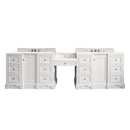 James Martin De Soto 118" Double Vanity Set Bright White with Makeup Table 3 cm Eternal Marfil Quartz Top 825-V118-BW-DU-EMR