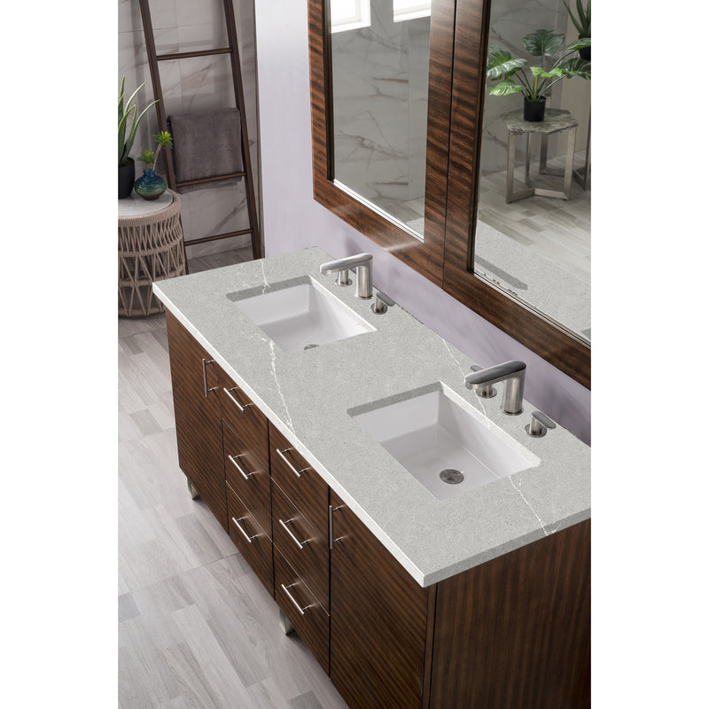 James Martin Metropolitan 60" Double Vanity American Walnut with 3 cm Eternal Serena Quartz Top 850-V60D-AWT-3ESR