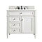 James Martin Brittany 36" Bright White Single Vanity with 3 cm Classic White Quartz Top 650-V36-BW-3CLW