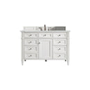 James Martin Brittany 48" Bright White Single Vanity with 3 cm Ethereal Noctis Quartz Top 650-V48-BW-3ENC