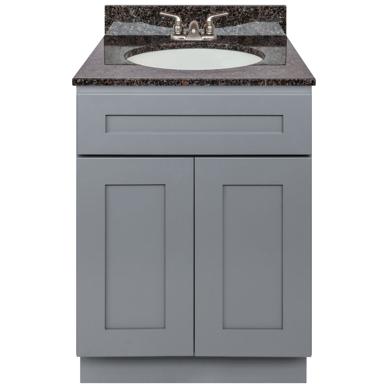 Cherry Bathroom Vanity 24", Tan Brown Granite Top, Faucet LB3B TB254-24CG-3B