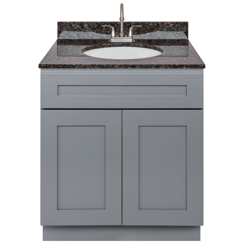 Cherry Bathroom Vanity 30", Tan Brown Granite Top, Faucet LB6B TB314-30CG-6B