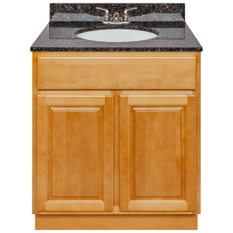 Brown Bathroom Vanity 30", Tan Brown Granite Top, Faucet LB3B TB314-30RC-3B