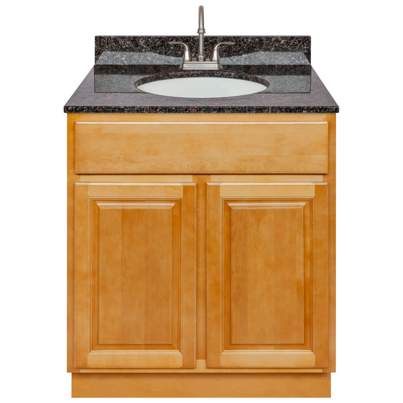 Brown Bathroom Vanity 30", Tan Brown Granite Top, Faucet LB6B TB314-30RC-6B