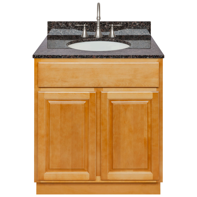 Brown Bathroom Vanity 30", Tan Brown Granite Top, Faucet LB7B TB318-30RC-7B