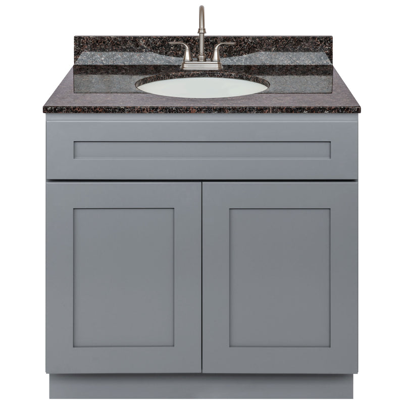 Cherry Bathroom Vanity 36", Tan Brown Granite Top, Faucet LB6B TB374-36CG-6B