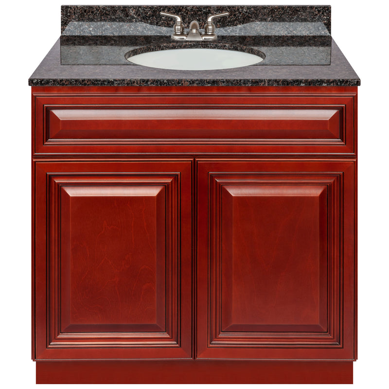 Cherry Bathroom Vanity 36", Tan Brown Granite Top, Faucet LB3B TB374-36CH-3B