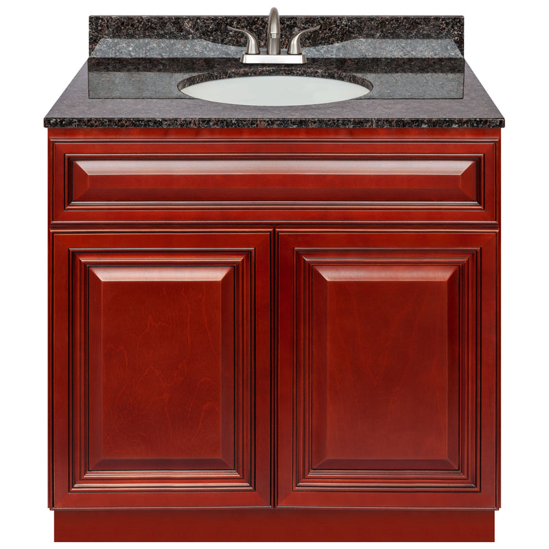 Cherry Bathroom Vanity 36", Tan Brown Granite Top, Faucet LB5B TB374-36CH-5B