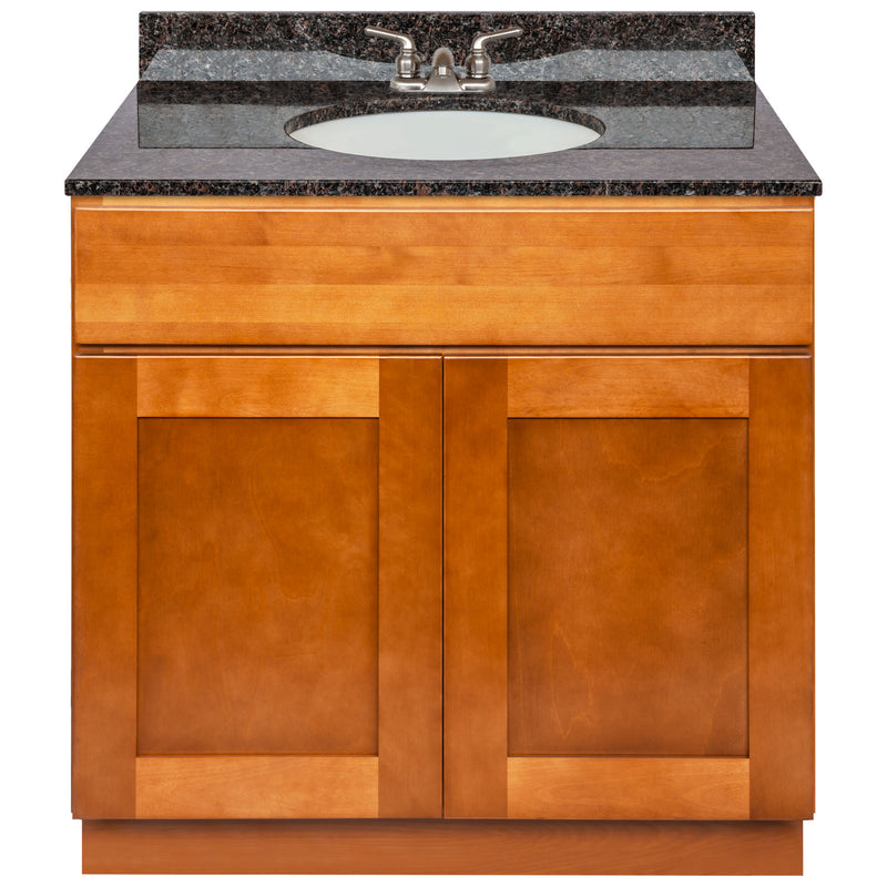 Brown Bathroom Vanity 36", Tan Brown Granite Top, Faucet LB3B TB374-36NP-3B