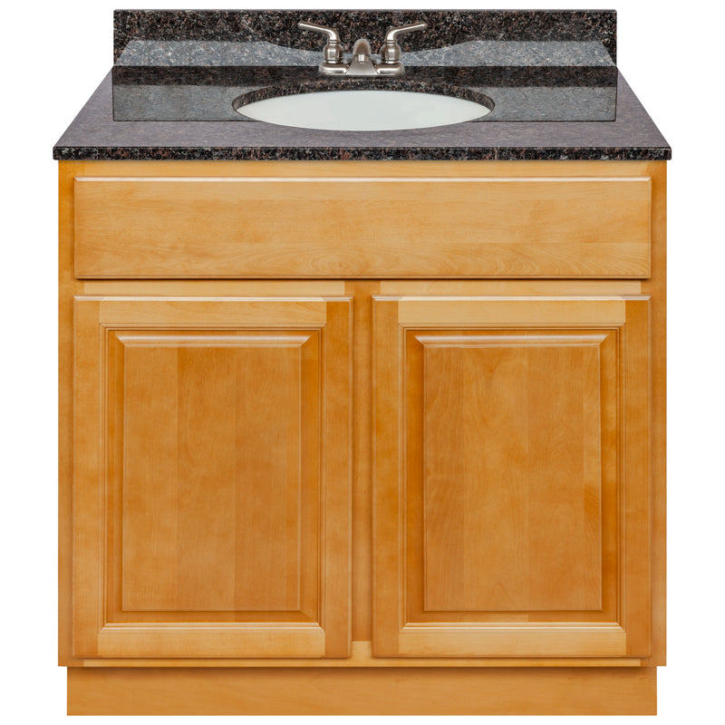 Brown Bathroom Vanity 36", Tan Brown Granite Top, Faucet LB3B TB374-36RC-3B