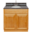 Brown Bathroom Vanity 36", Tan Brown Granite Top, Faucet LB6B TB374-36RC-6B