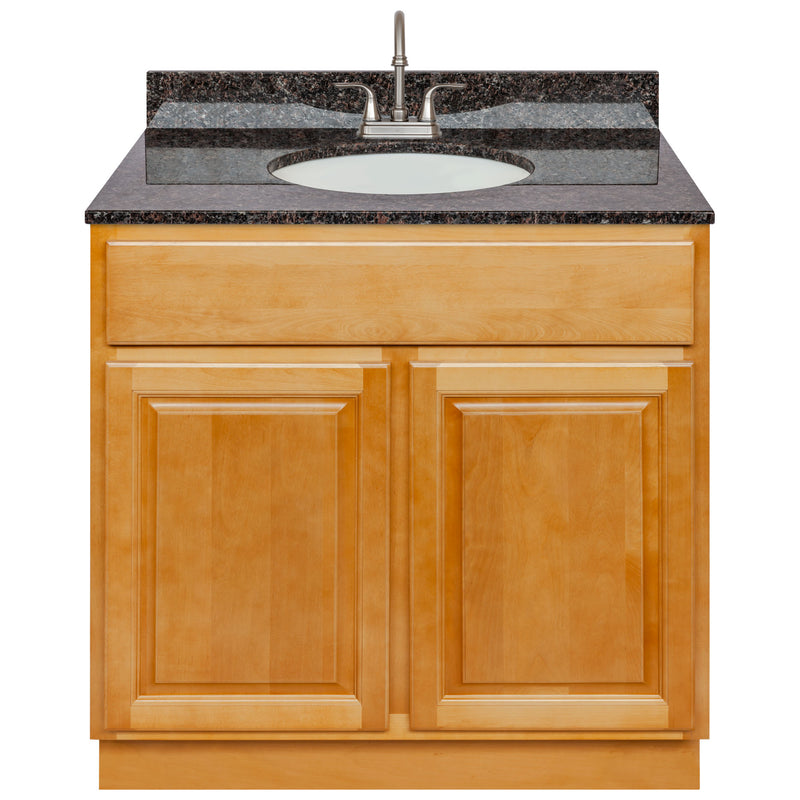 Brown Bathroom Vanity 36", Tan Brown Granite Top, Faucet LB6B TB374-36RC-6B