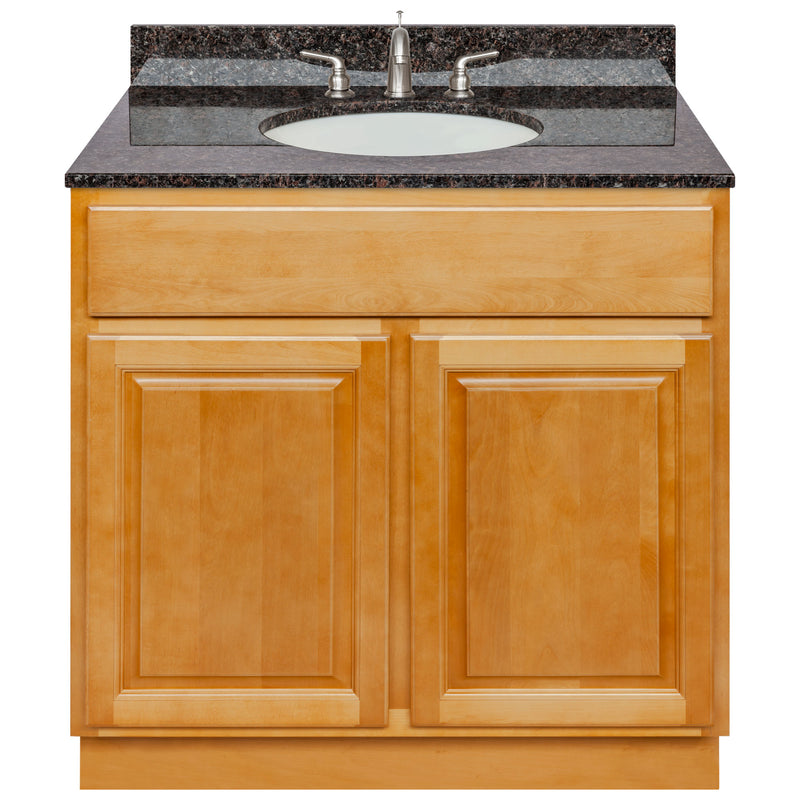 Brown Bathroom Vanity 36", Tan Brown Granite Top, Faucet LB4B TB378-36RC-4B