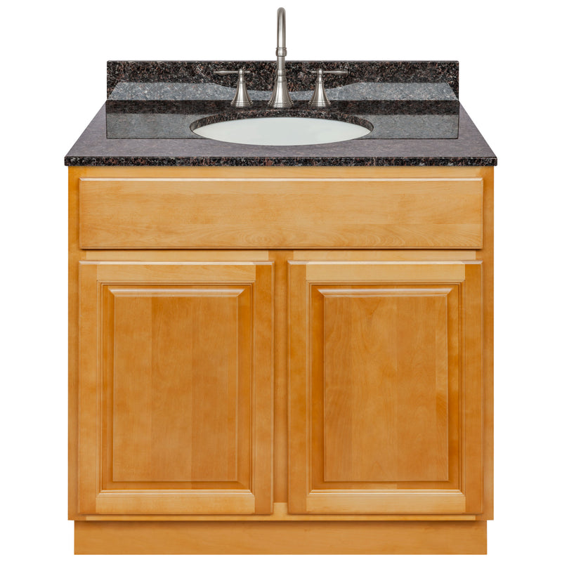 Brown Bathroom Vanity 36", Tan Brown Granite Top, Faucet LB7B TB378-36RC-7B