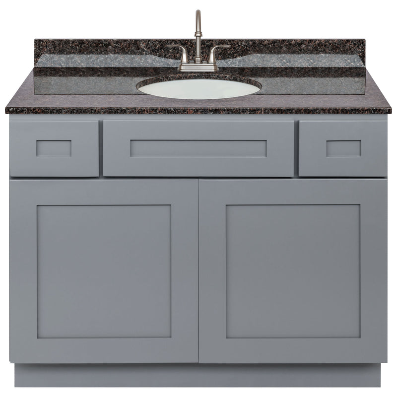 Cherry Bathroom Vanity 42", Tan Brown Granite Top, Faucet LB6B TB434-42CG-6B