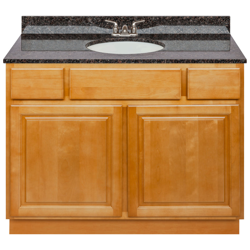 Brown Bathroom Vanity 42", Tan Brown Granite Top, Faucet LB3B TB434-42RC-3B