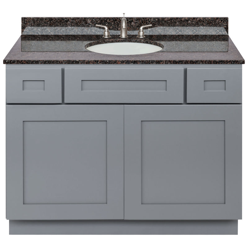 Cherry Bathroom Vanity 42", Tan Brown Granite Top, Faucet LB4B TB438-42CG-4B