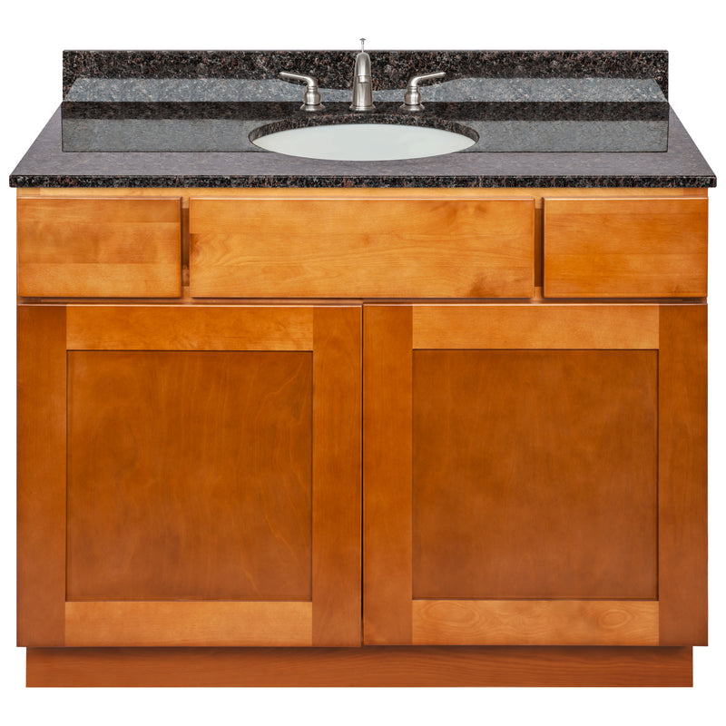 Brown Bathroom Vanity 42", Tan Brown Granite Top, Faucet LB4B TB438-42NP-4B