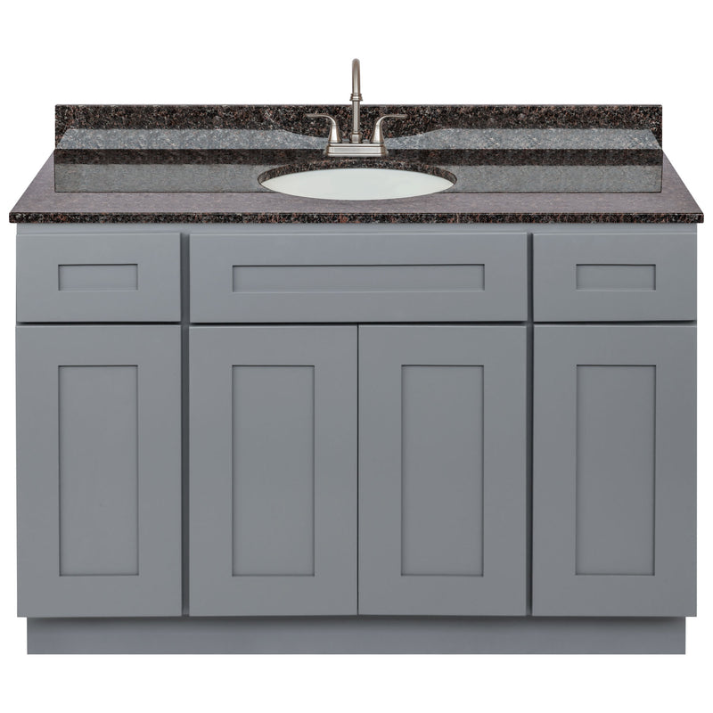 Cherry Bathroom Vanity 48", Tan Brown Granite Top, Faucet LB6B TB494-48CG-6B