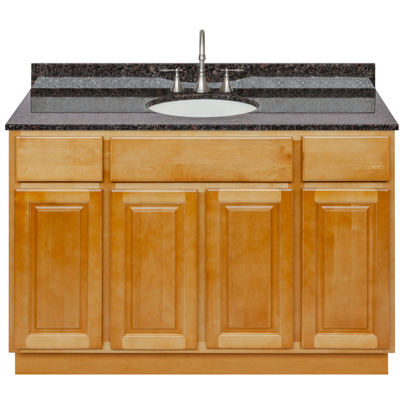 Brown Bathroom Vanity 48", Tan Brown Granite Top, Faucet LB7B TB498-48RC-7B