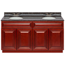 Cherry Double Bathroom Vanity 60", Tan Brown Granite Top, Faucet LB3B TB614-60CH-3B