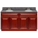 Cherry Double Bathroom Vanity 60", Tan Brown Granite Top, Faucet LB5B TB614-60CH-5B