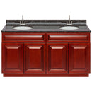 Cherry Double Bathroom Vanity 60", Tan Brown Granite Top, Faucet LB6B TB614-60CH-6B