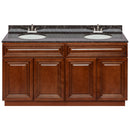 Brown Double Bathroom Vanity 60", Tan Brown Granite Top, Faucet LB5B TB614-60GN-5B