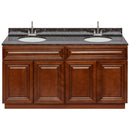 Brown Double Bathroom Vanity 60", Tan Brown Granite Top, Faucet LB6B TB614-60GN-6B