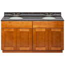 Brown Double Bathroom Vanity 60", Tan Brown Granite Top, Faucet LB3B TB614-60NP-3B