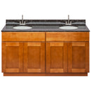 Brown Double Bathroom Vanity 60", Tan Brown Granite Top, Faucet LB6B TB614-60NP-6B