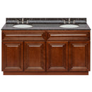 Brown Double Bathroom Vanity 60", Tan Brown Granite Top, Faucet LB4B TB618-60GN-4B