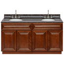 Brown Double Bathroom Vanity 60", Tan Brown Granite Top, Faucet LB7B TB618-60GN-7B