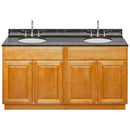 Brown Double Bathroom Vanity 60", Tan Brown Granite Top, Faucet LB7B TB618-60RC-7B