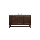 James Martin Athens 60" Single Vanity Cabinet Mid Century Acacia with 3 cm Eternal Serena Top E645-V60S-MCA-3ESR