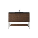 James Martin Milan 47.3" Single Vanity Cabinet Mid Century Walnut Brushed Nickel with Charcoal Black Composite Top 801V47.3WLTBNKCHB