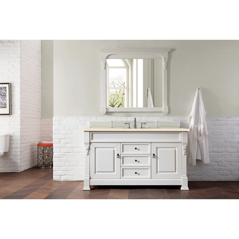 James Martin Brookfield 60" Bright White Single Vanity with 3 cm Eternal Marfil Quartz Top 147-V60S-BW-3EMR