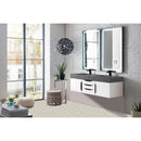 James Martin Mercer Island 59" Double Vanity Glossy White Matte Black with Dusk Gray Glossy Composite Top 389-V59D-GW-MB-DGG