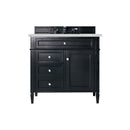 James Martin Brittany 36" Black Onyx Single Vanity with 3 cm Ethereal Noctis Quartz Top 650-V36-BKO-3ENC