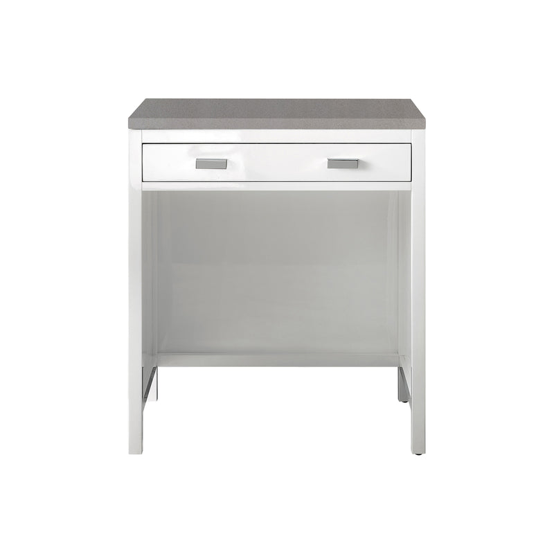 James Martin Addison 30" Free-standing Countertop Unit Makeup Counter Glossy White with 3 cm Grey Expo Quartz Top E444-CU30-GW-3GEX