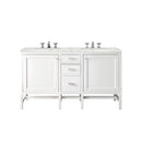 James Martin Addison 60" Double Vanity Cabinet Glossy White with 3 cm Eternal Jasmine Pearl Quartz Top E444-V60D-GW-3EJP