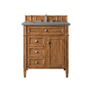 James Martin Brittany 30" Single Vanity Saddle Brown with 3 cm Grey Expo Quartz Top 650-V30-SBR-3GEX