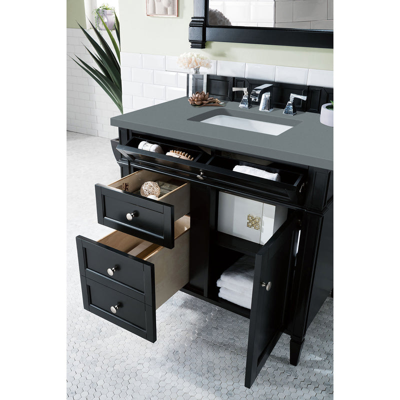 James Martin Brittany 36" Black Onyx Single Vanity with 3 cm Cala Blue Quartz Top 650-V36-BKO-3CBL